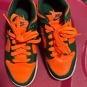 Nike Men's Sneakers in Orange and Green worn once UMIAMI colors